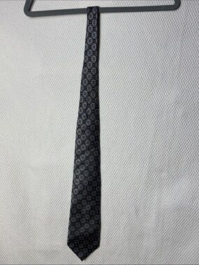 ENRO Classic Men's Geometric Pattern Tie in Navy and Gray